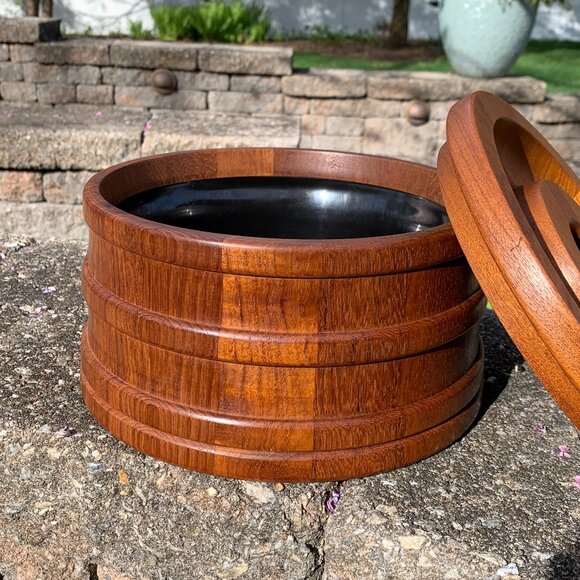 Vtg 60s DANSK Designs Denmark Teak Ice Bucket Mid Century - Picture 6 of 11